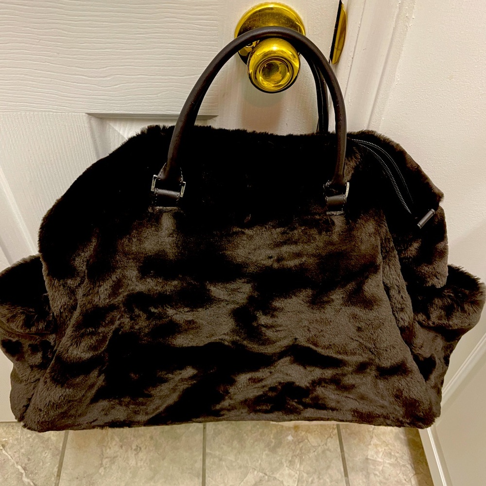 Pottery Barn Faux Fur Duffle - Dark Brown